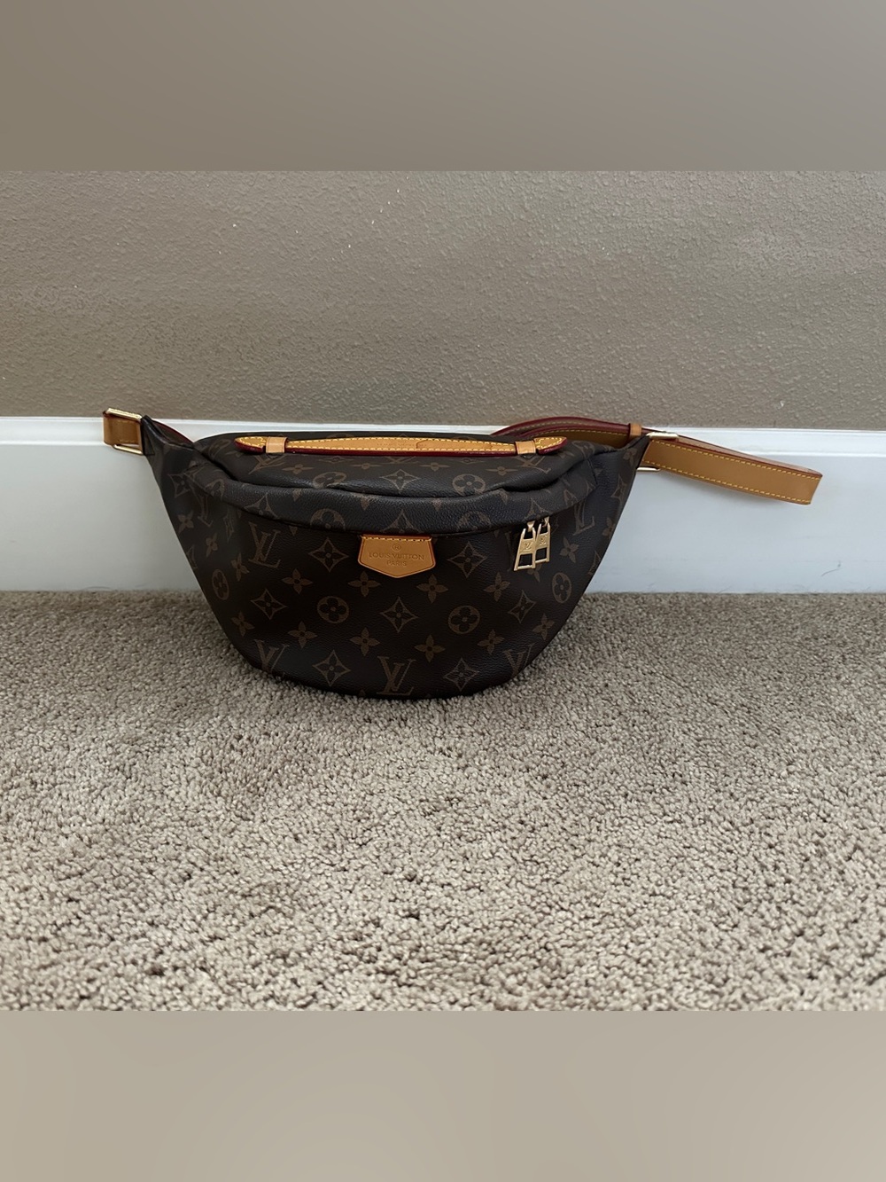 Louis Vuitton Monogram Canvas Belt Bag in Dark Brown with Vachetta Trim